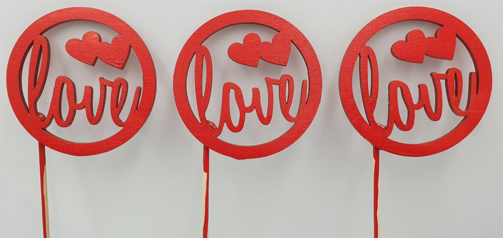 pik drewniany  z napisem " Love " serca   3szt.