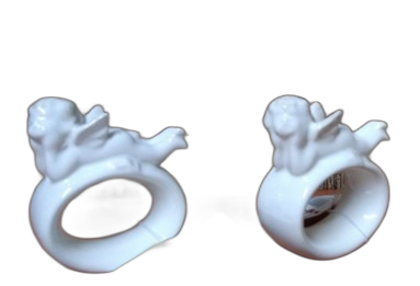 serwetnik ceram. 6szt. biała porcelana ANIOŁEK | JY11E908