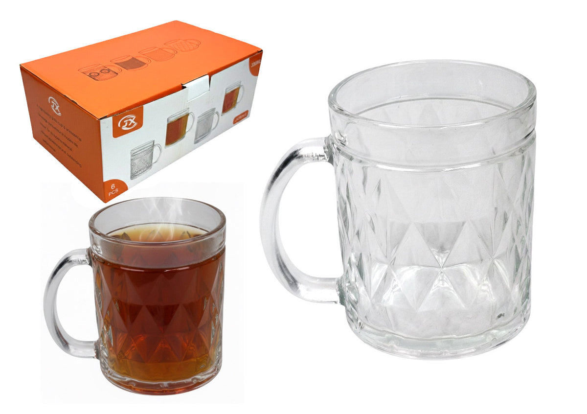 kubek szklanka z uchem romby 10 x 8 cm 330 ml kpl. 6 szt. SGB-50501B