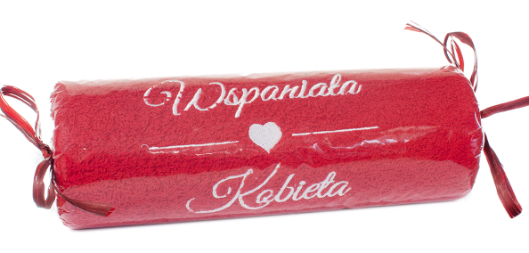 ręcznik czerwony cukierek z haftem "Wspaniała Kobieta"