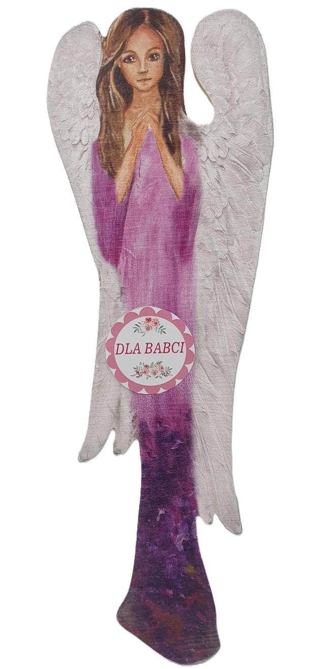 anioł drewniany malowany Dla Babci   50 cm