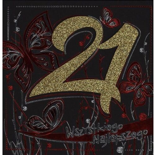 karnet kwadrat 21 urodziny brokat mix CB09