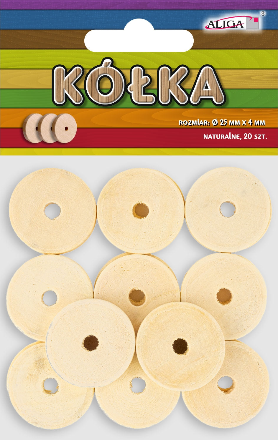 kółka drewniane naturalne 25mm 20szt. PK-0903