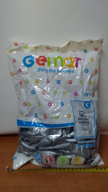 balony 100szt SREBRNE METALIZOWANE 30 cm  GM110/38