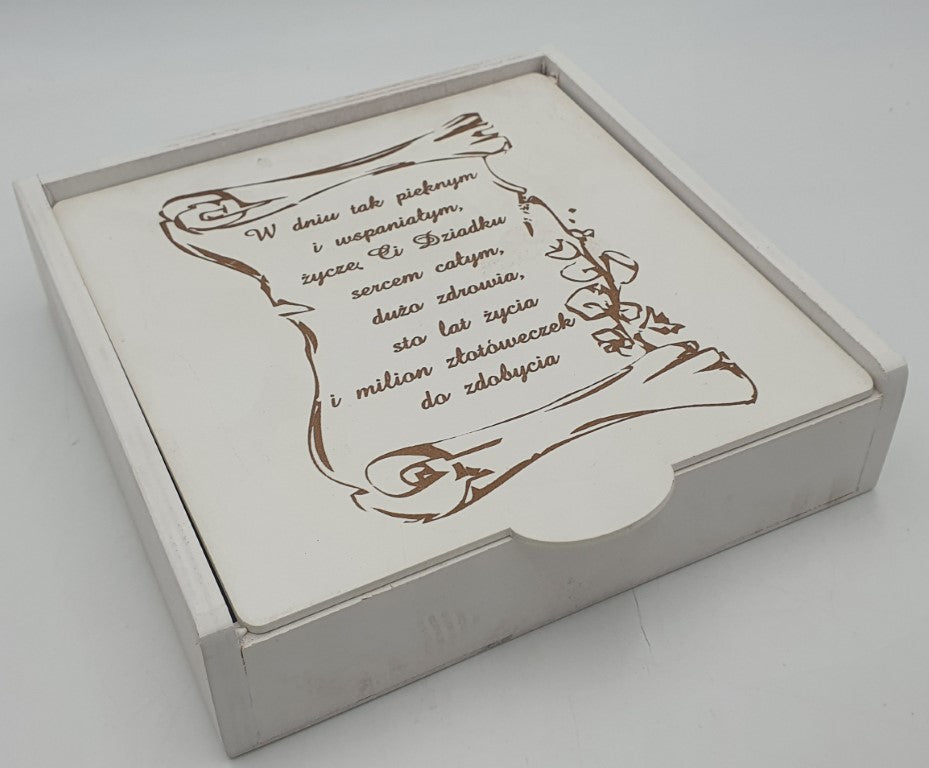 pudełko białe DZIADEK 21 x 21 x 5,5 cm