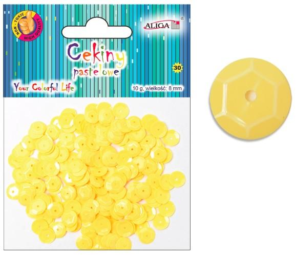 cekiny 12szt pastelowe ŻÓŁTE 8mm 10g | WMT-103