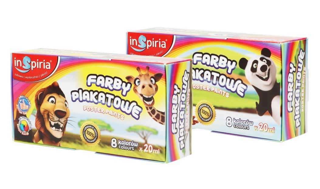 farby 8 kolorów plakatowe 20ml INSPIRIA