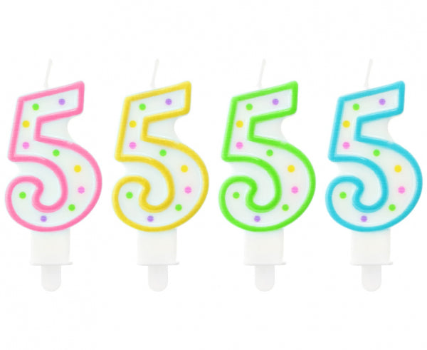 świeczka cyferka kropeczki  "5" | PF-SCK5