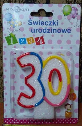 świeczka urodzinowa ''30''  | ŚW-289K