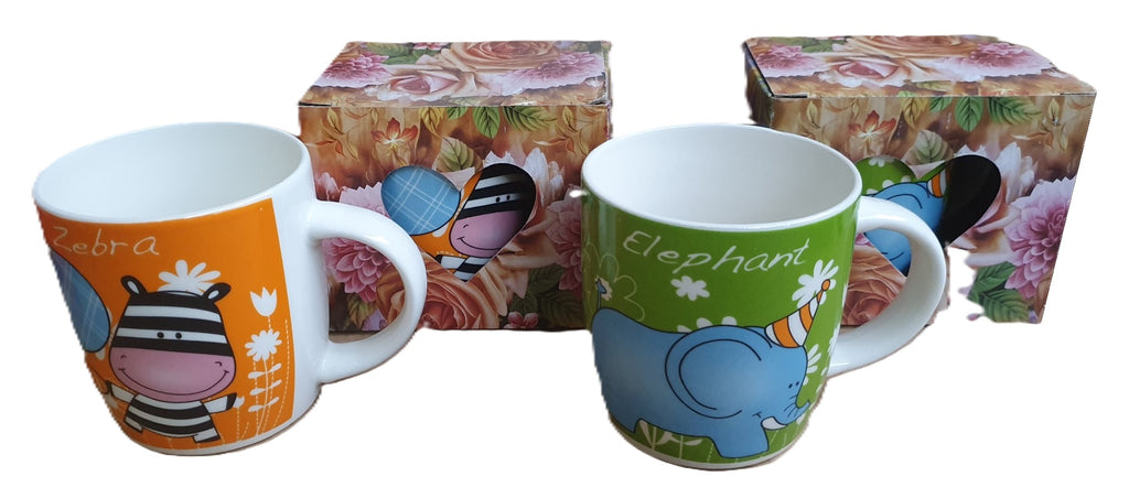 kubek ceramiczny w ozdobnym kartoniku 320 ml zwierzaki