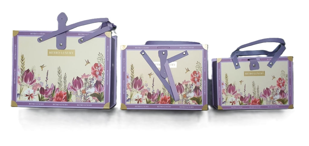 pudełka prezentowe KWIATY RETRO kpl 3szt. mix kolor SN55157