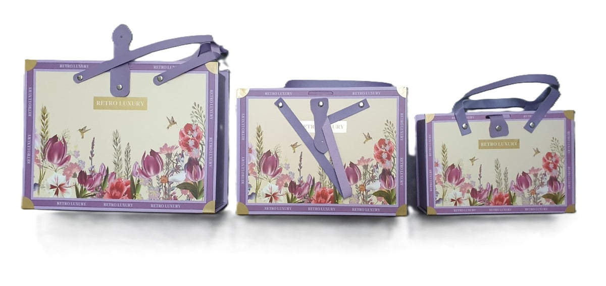 pudełka prezentowe KWIATY RETRO kpl 3szt. mix kolor SN55157