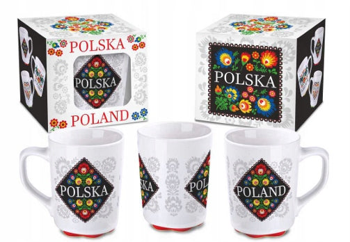 kubek 300ml. Polska Poland folk kwiaty romb