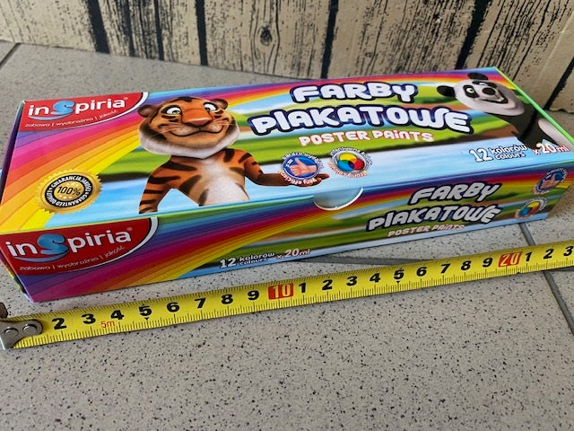 farby 12 kolorów plakatowe 20ml INSPIRIA