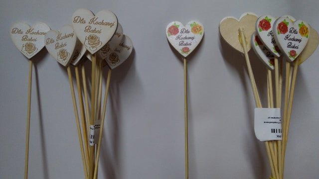 serce na piku 10szt BABCIA   26 x4 cm  NR.93