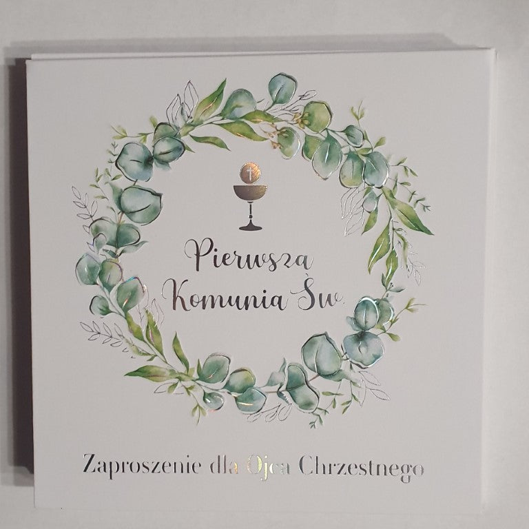 zaproszenia 10szt KOMUNIA ŚWIĘTA DLA OJCA CHRZESTNEGO NR012