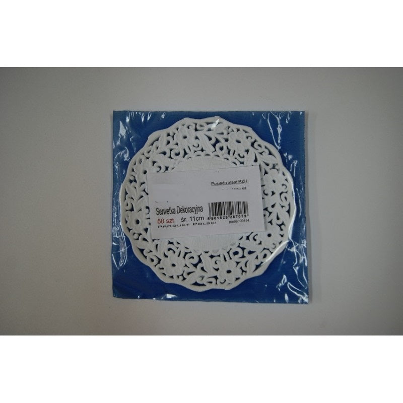 serwetka biała 11cm papierowa 50szt. ażurowa 7079