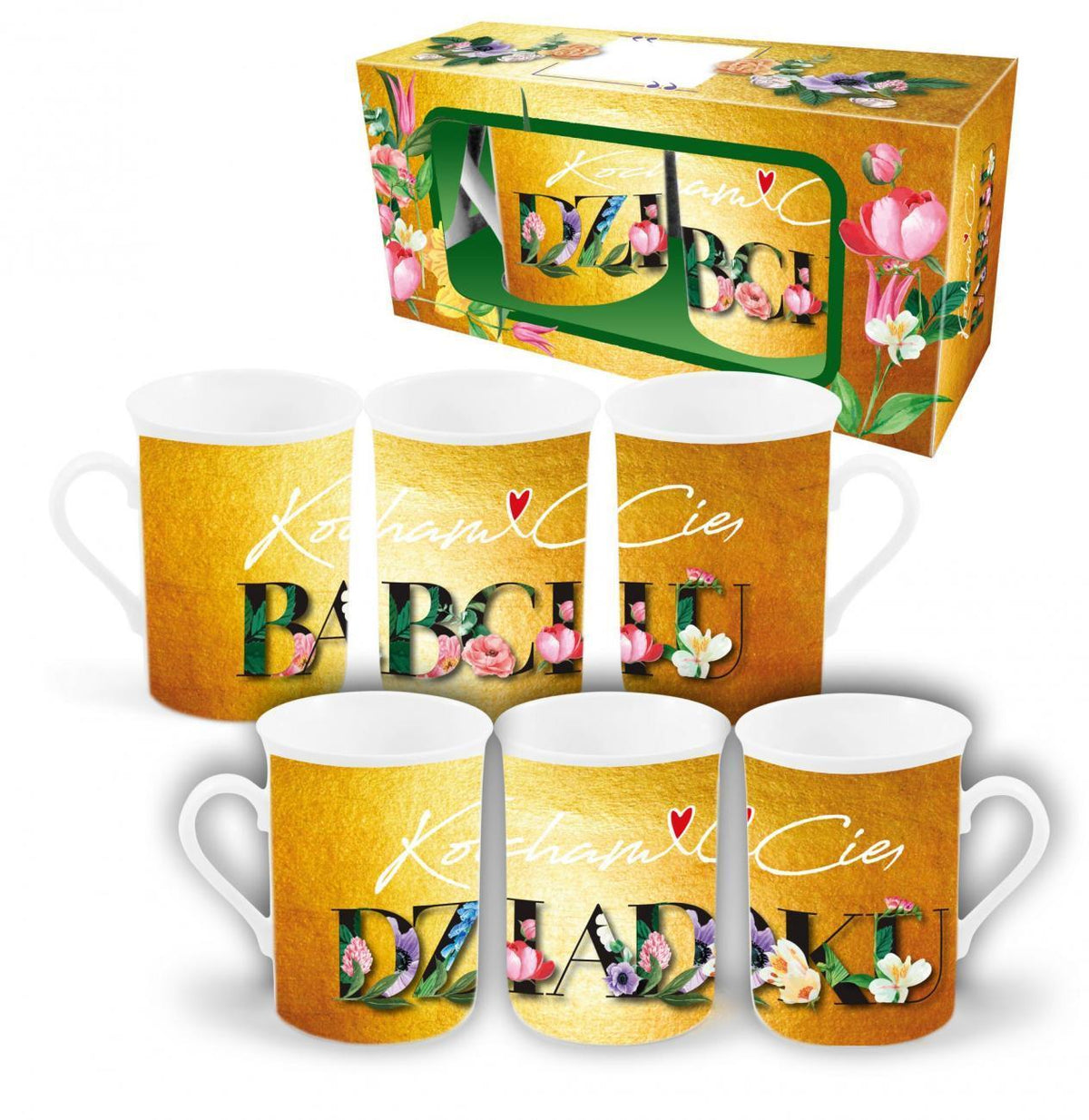 zestaw 2 kubków NBC wysokich 290ml - Kocham Cię Babciu, Kocham Cię Dziadku
