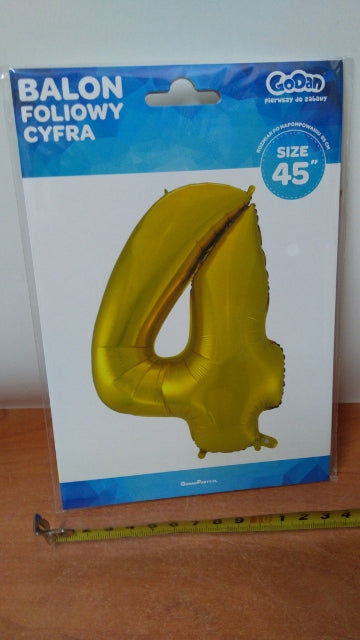 balon cyfra 4 złota  45'' 92cm |  HS-C45ZM4