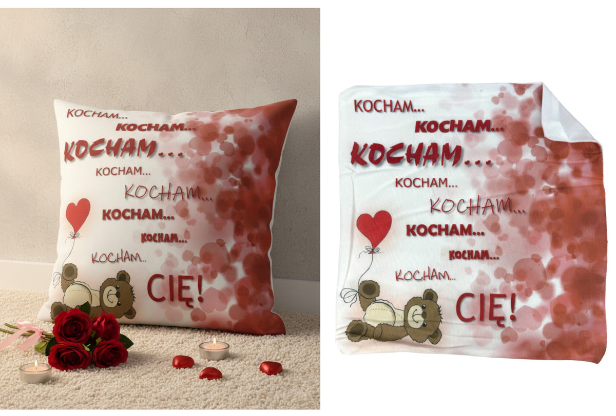 poszewka na poduszkę KOCHAM… KOCHAM… CIĘ! 40x40 cm MTO-PW04