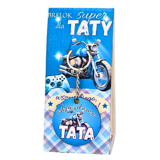 brelok dla taty – Tato wszystkiego co najlepsze –  wzór niebieski 3361-T2A