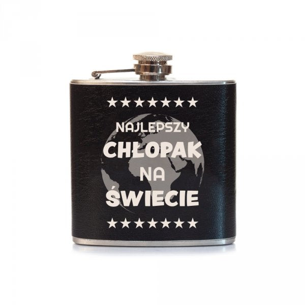 piersiówka ze stali nierdzewnej z napisem "Najlepszy Chłopak Na Świecie"