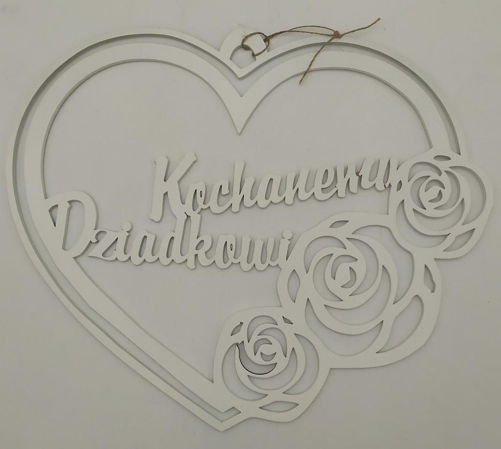 serce wiszące 30cm ażur DZIADEK