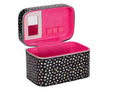 kuferek  walizka z lusterkiem zapinany na zamek czarny z hologramem 21 x 14 x 13cm