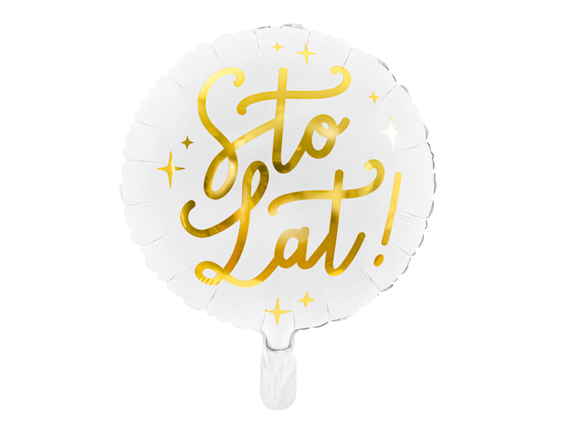 Balon foliowy Sto lat!, 35cm, biały   FB59