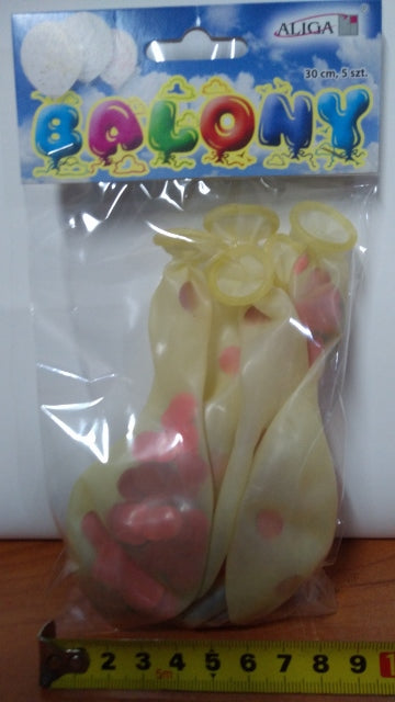 balony przezroczyste 5szt. z czerwonym konfetti 30cm | BNK-8612