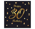 serwetki B&C Happy 30 Birthday czarne nadruk złoty 33 x 33 cm 20 szt. PG-S30C