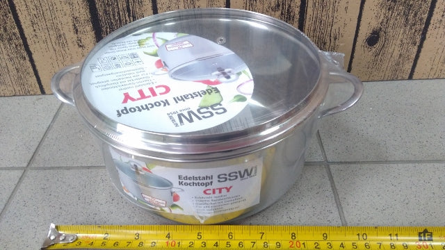 garnek 2,9l. ze stali nierdzewnej + szklana pokrywka fi-20 CITY