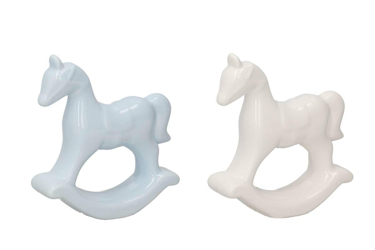 figurka 12szt  ceramiczna koń 11x3x10cm mix biały, niebieski