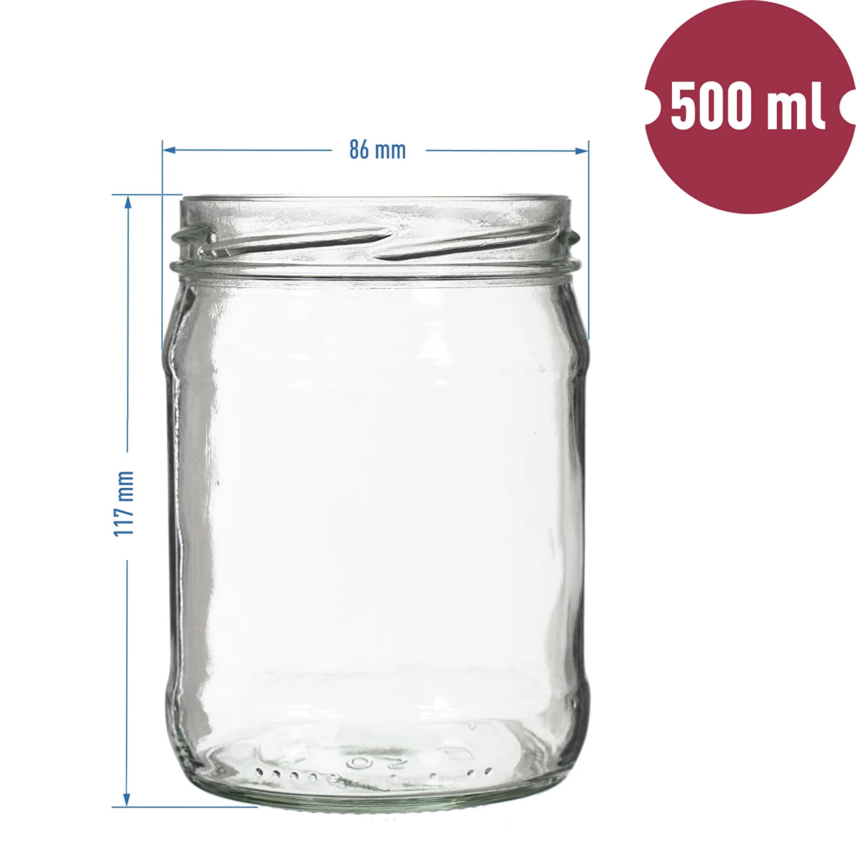 słoik twist off 500 ml z kolorową zakrętką fi82 / 6 - 6szt. 132503
