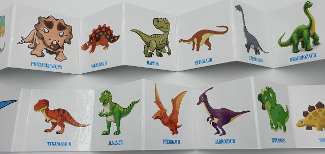 książeczka twarda składana harmonijka DINOZAURY
