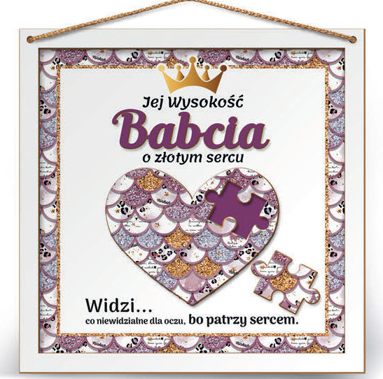 ramka 22x22cm puzzle 3D Jej Wysokość Babcia o złotym sercu