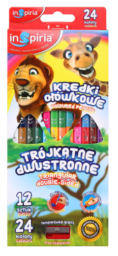kredki 12szt TRÓJKĄTNE DWUSTRONNE INSPIRIA 3236