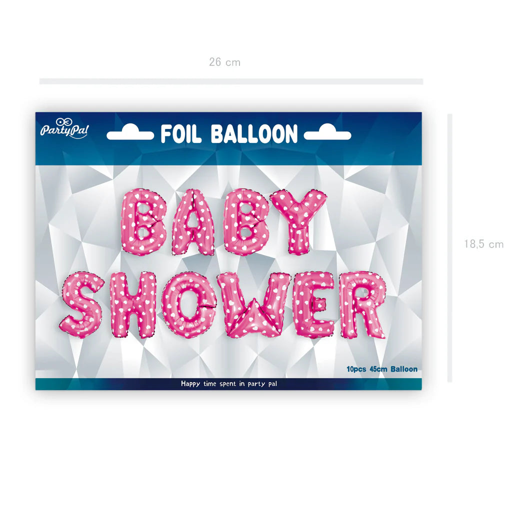 balon foliowy  40cm BABY SHOWER różowe w serca 460213