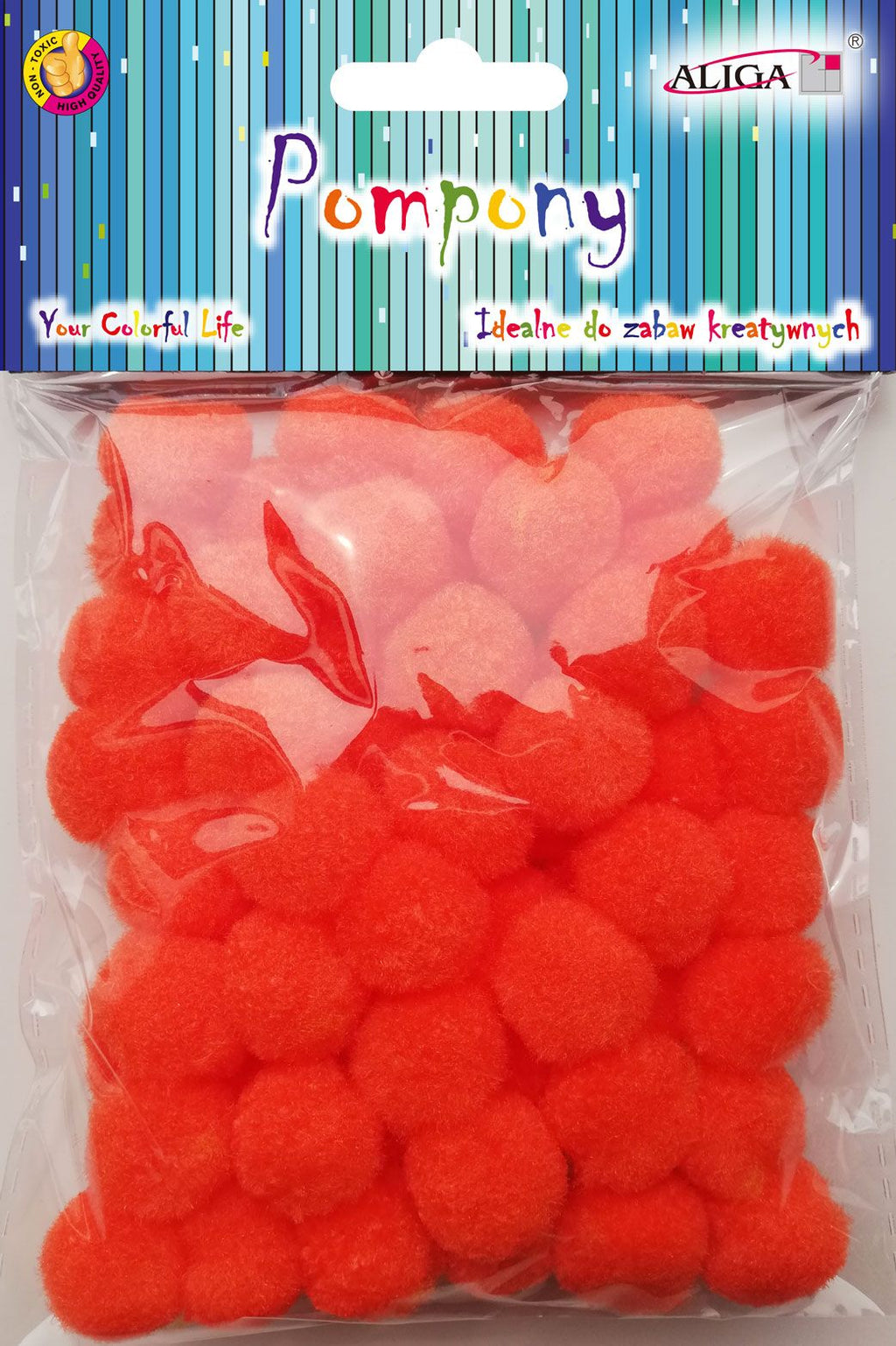 pompony 60szt. POMARAŃCZOWE 2cm | POM-407