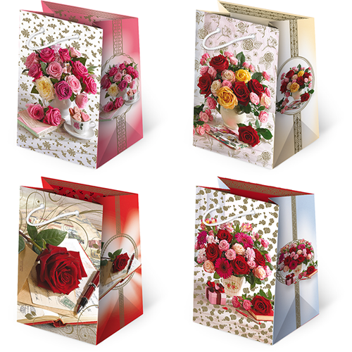 torebki ozdobne 10szt. T-5L set 147 RÓŻA 10 x 16 x 6 cm