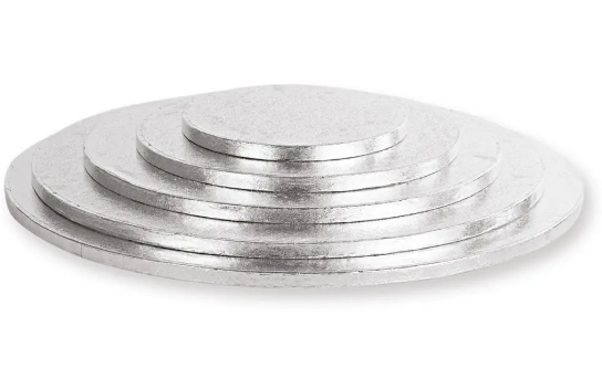 podkład pod tort  srebrny okrągły 30 cm  x  1,2 cm H  - 2431