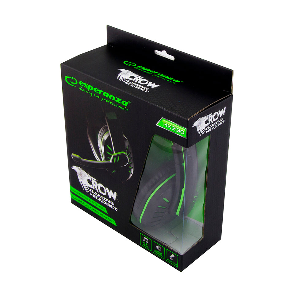 słuchawki z mikrofonem zielone GAMING CROW ESPERANZA EGH330G