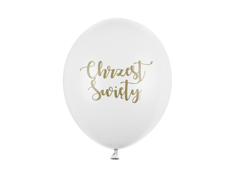 Balony 30 cm, Chrzest Święty, Pastel Pure White  6szt.  SB14P-309-008-6   SB14P-309-008-6
