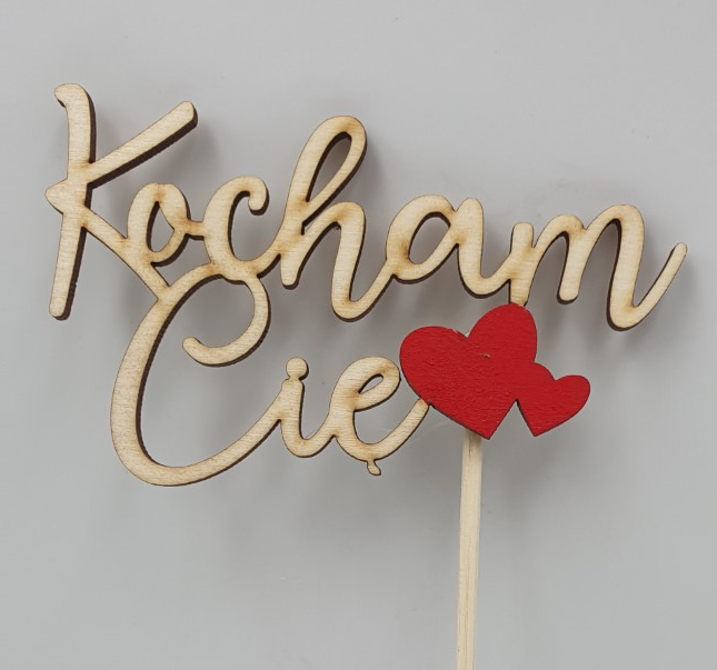 pik drewniany  z napisem " Kocham Cię" serca  3szt.