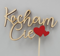 pik drewniany  z napisem " Kocham Cię" serca  3szt.