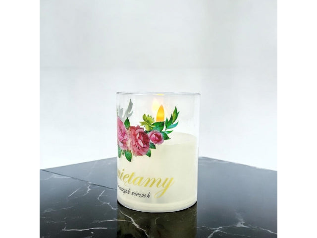 świeczka led w obudowie z płomieniem - 10cm "Pamiętamy Na zawsze w naszych sercach"41498