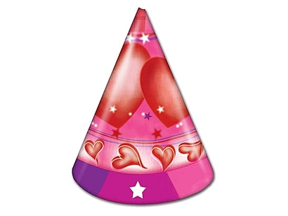 czapeczki papierowe 15cm "Serduszka" 6szt. 64-73