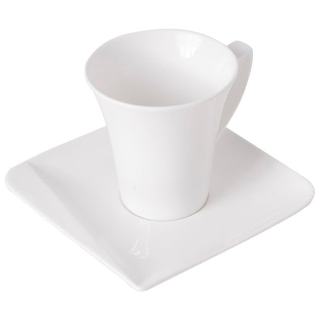 Filiżanki do kawy i herbaty porcelanowe ze spodkami HOME DELUX QUATRE BIAŁE 4 el.  hd12064