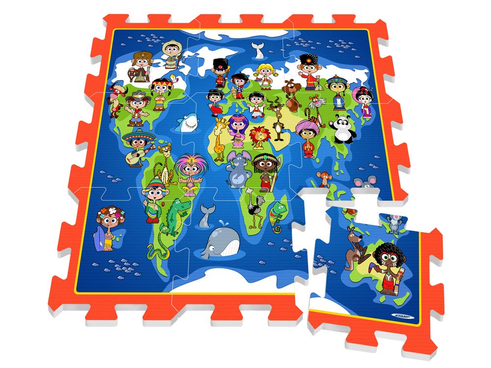 puzzle piankowe MATA Dzieci Mapa Świata  ZA3149
