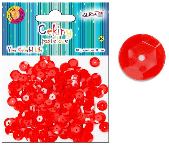 cekiny pastelowe CZERWONE 8mm 10g | WMT-108